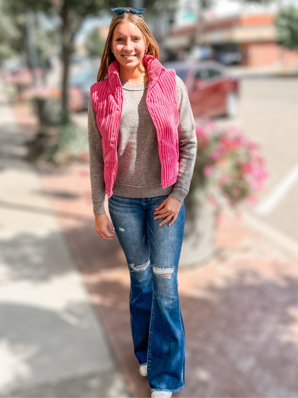 The Jill Pink Corduroy Vest